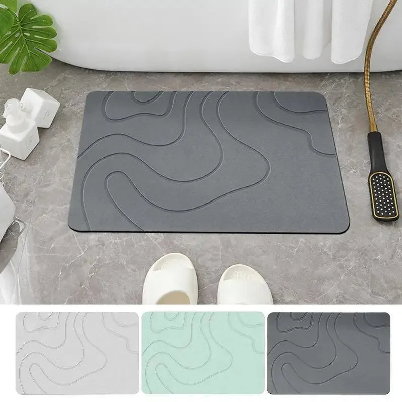 Tapis de sol minimaliste en terre de diatomées - Design de salle de bain moderne