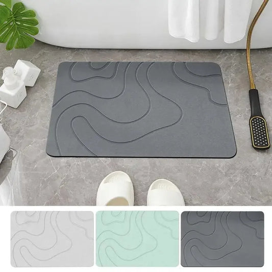 Tapis de sol minimaliste en terre de diatomées - Design de salle de bain moderne
