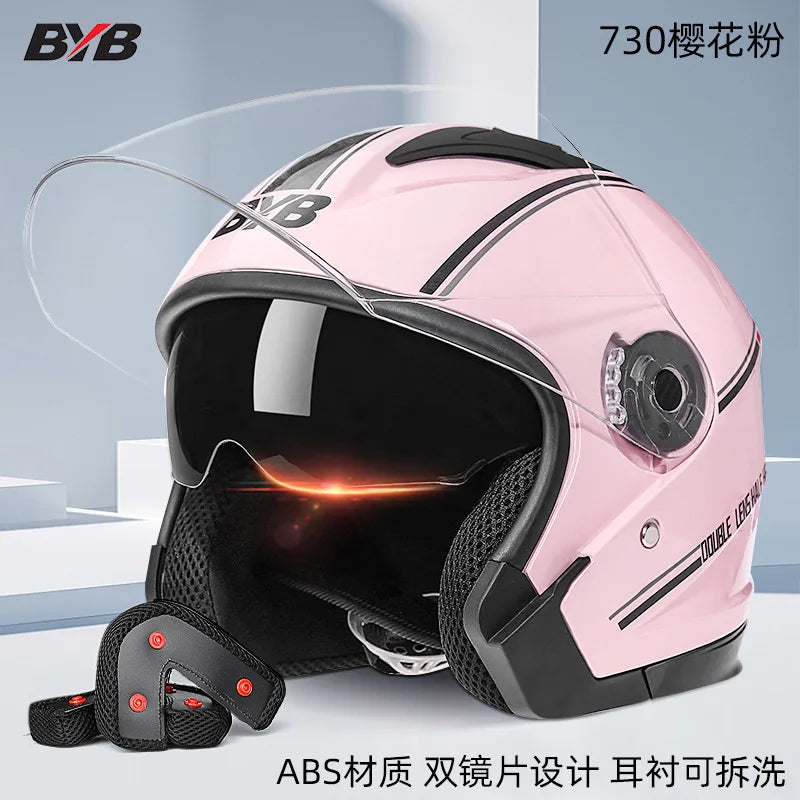 Casque moto ouvert - Double écran rétro 3/4