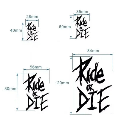Bike Frame Stickers - Ride or Die Waterproof Vinyl Decals - Bascora