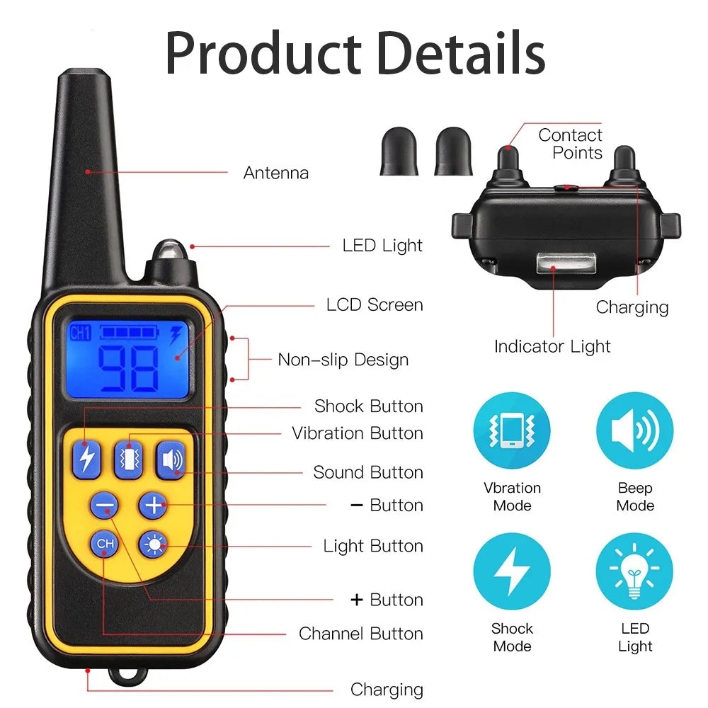 Collier de dressage électrique pour chien - Télécommande étanche avec batterie rechargeable