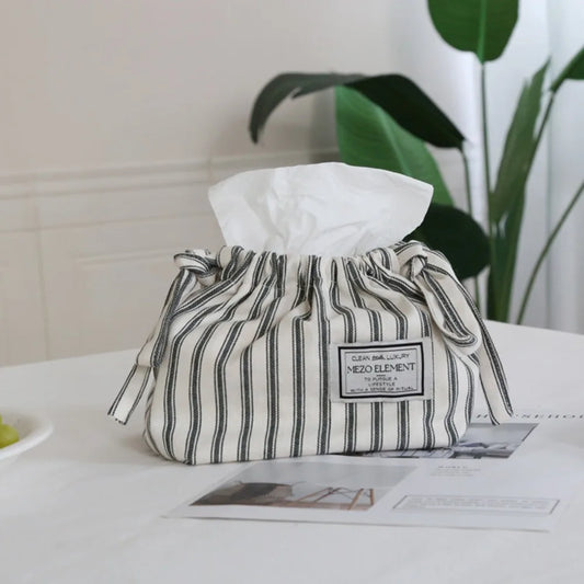 Cotton Drawstring Tissue Bag - Korean Style Storage