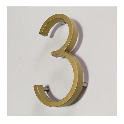 5 Inch Golden Floating Modern House Numbers - Premium Gold Address Signs - Bascora