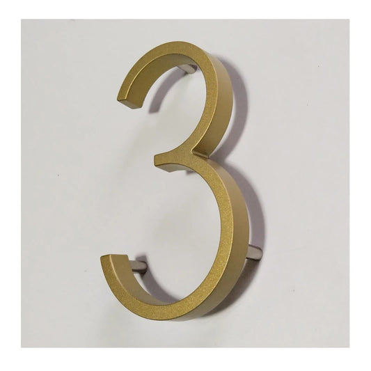 5 Inch Golden Floating Modern House Numbers - Premium Gold Address Signs