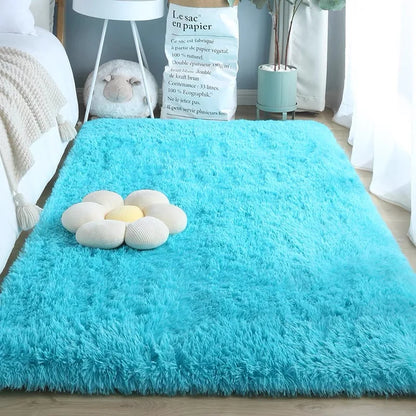 Tie-Dye Fluffy Carpets - Warm Plush Floor Mats for Kids - Bascora