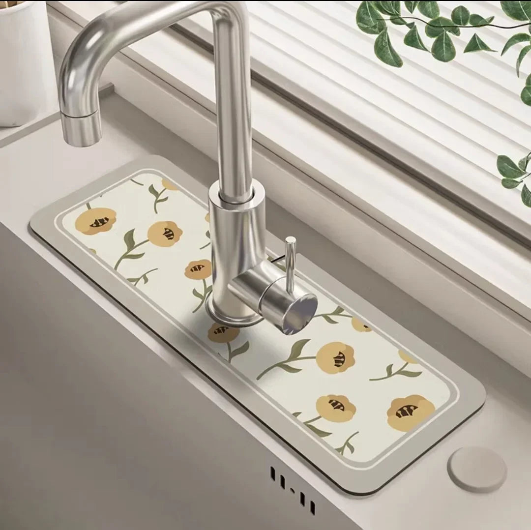Sink Faucet Mat - Quick-Dry Absorbent Kitchen Drain Mat