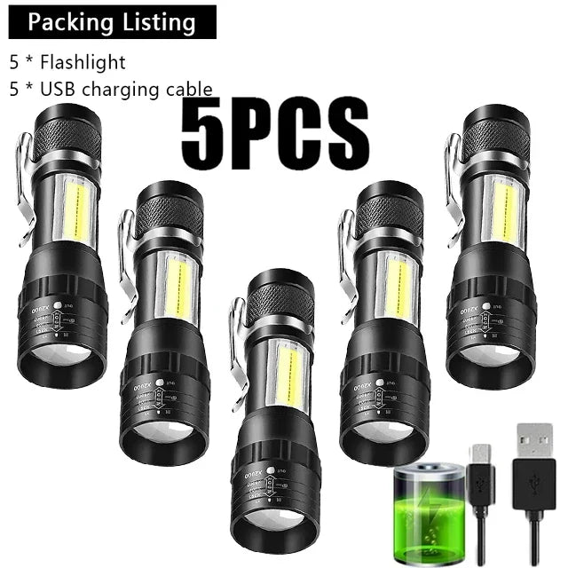 Mini lampe de poche rechargeable USB - Compacte et zoomable