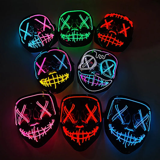 Wireless Neon LED Purge Mask - Glow in Dark Halloween Mask