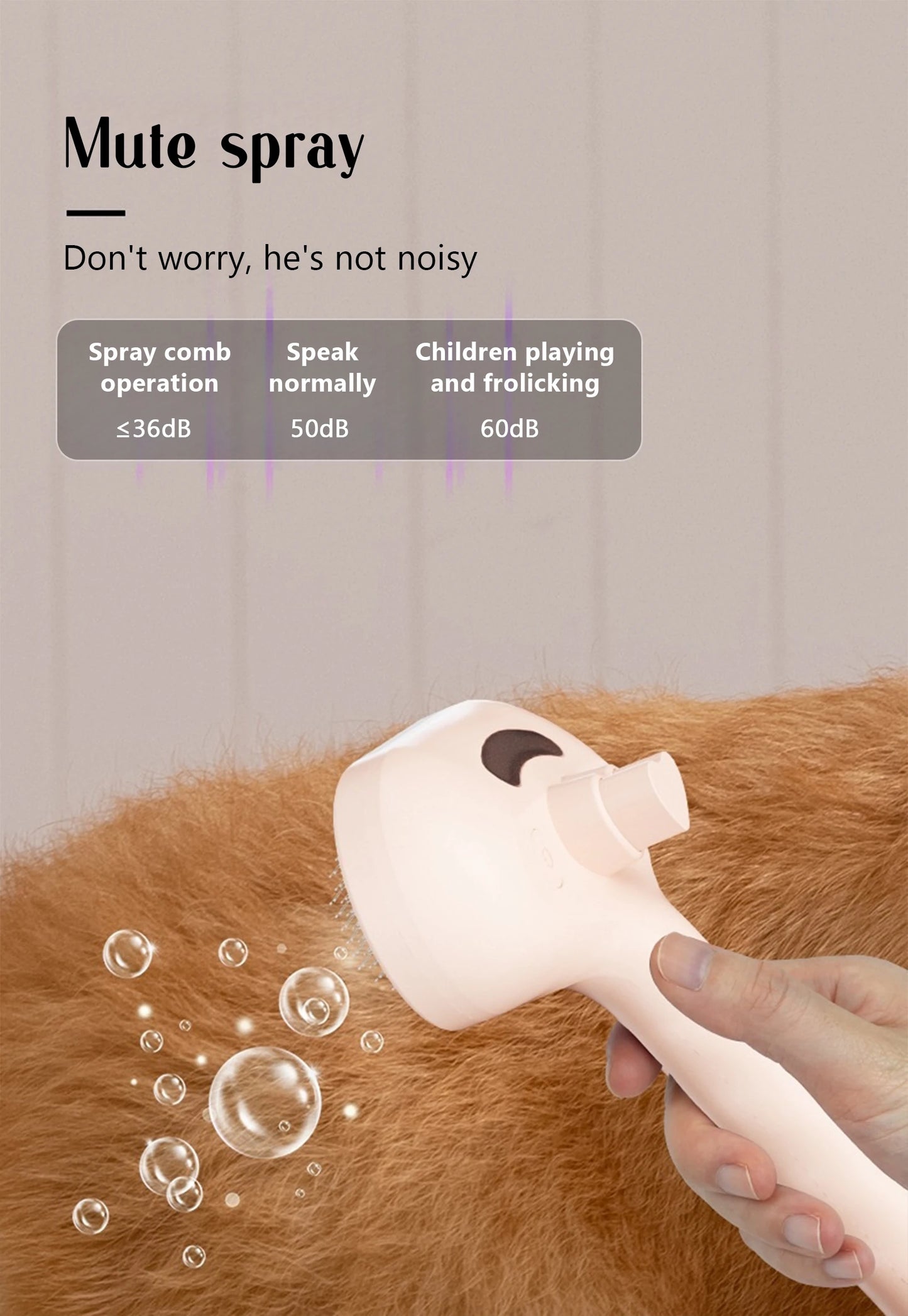 Cepillo de masaje a vapor para mascotas - Cabezal redondo seguro con spray depilatorio