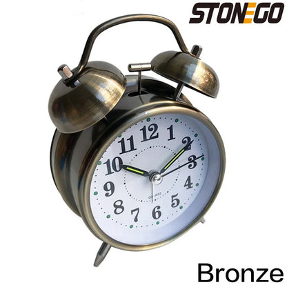 Vintage Twin Bell Alarm Clock - Loud Metal Desk Clock with Backlight