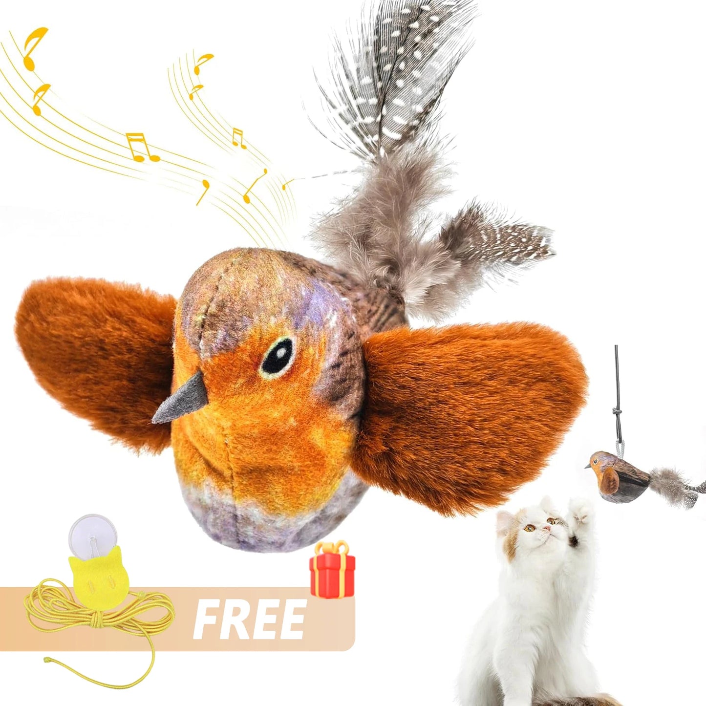 Interactive Cat Toy - Wall Hanging Birds Teaser with Catnip