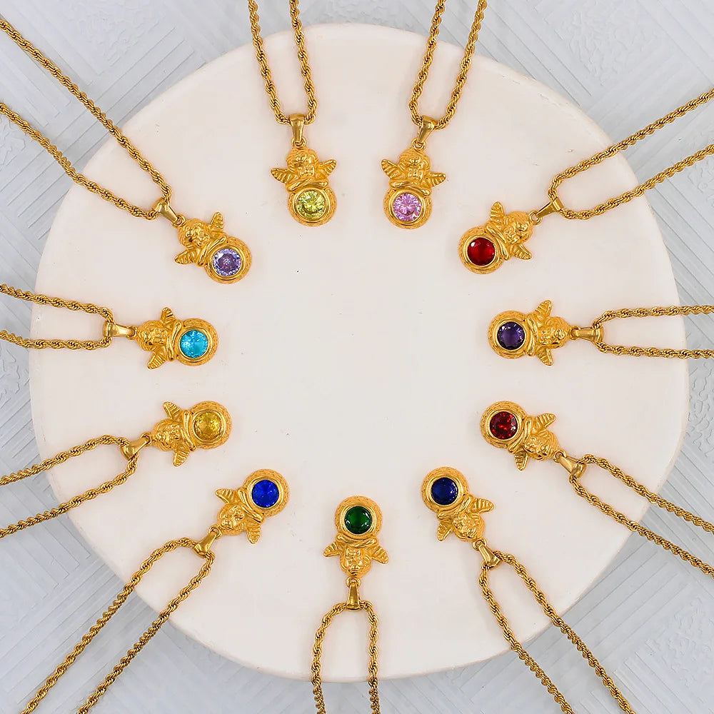 Savaé Design Dainty Angel Birthstone Necklace