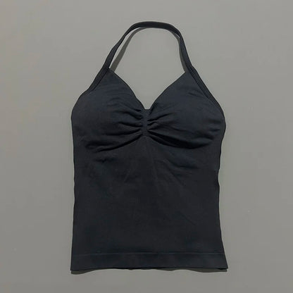Impact Longline Strappy Sports Bra - Open Back Yoga Tank Top - Bascora