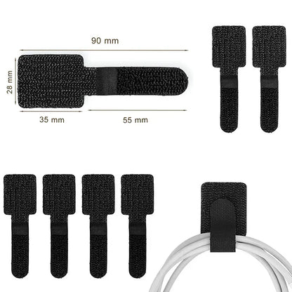 Cable Organiser Ties - Releasable Nylon Ties for Wire Management - Bascora