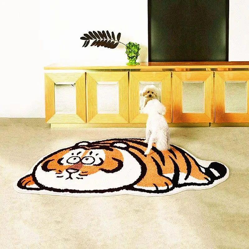 Cute Fat Tiger Floor Mat - Cashmere-Style Area Rug