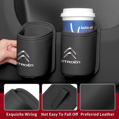 Car Door Water Cup Holder - Premium Leather - Bascora