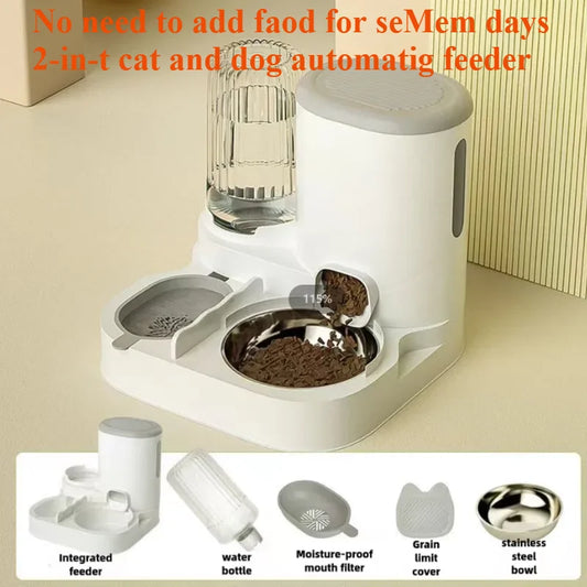 Cat Bowl Automatic Feeder - Integrated Water Dispenser