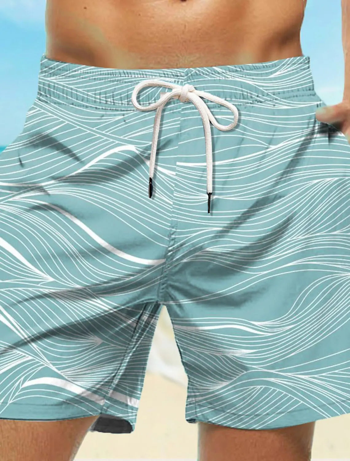 Short de bain hawaïen à motif vague pour homme, séchage rapide
