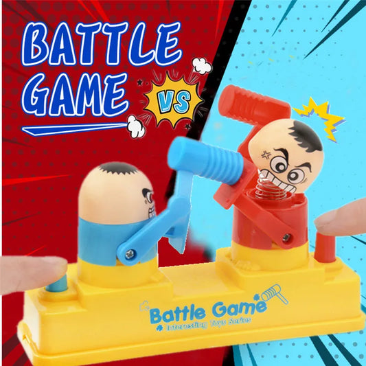 Toy battle game with two characters and a colorful background