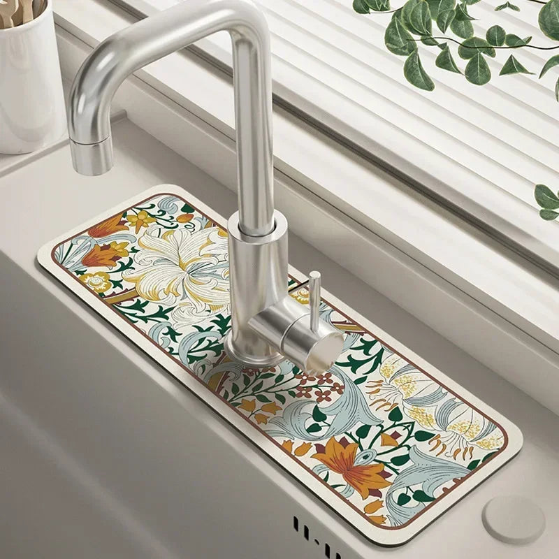 Sink Faucet Mat - Quick-Dry Absorbent Kitchen Drain Mat