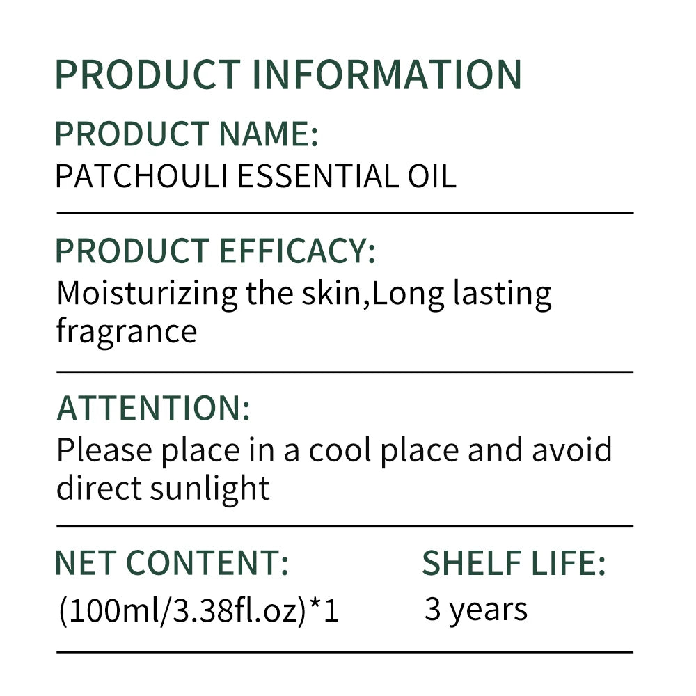 Patchouli Essential Oil - Moisturizing Diffuser & Massage Oil