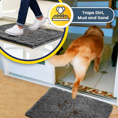 Plush Microfiber Bathroom Carpet - Machine Washable Chenille Mat - Bascora