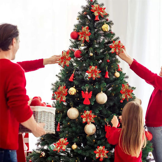 Christmas Flower Ornaments - Glitter Artificial Flowers