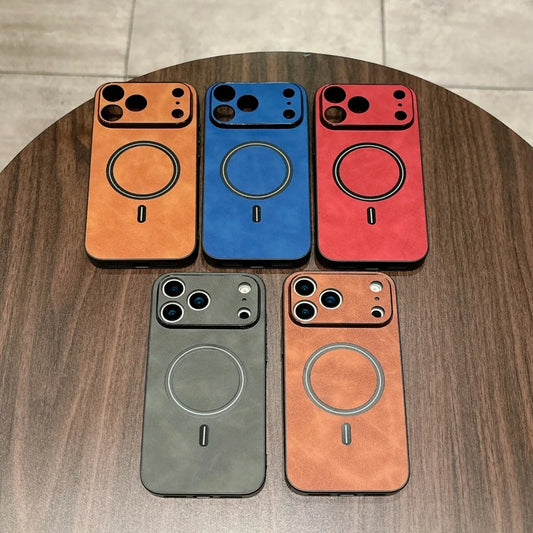 Magnetic Leather iPhone Case - All-Round Camera Protection