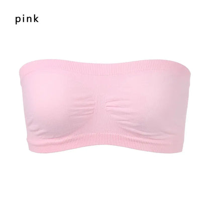 Women's High Elastic Sports Bra - Seamless Strapless Tube Top - Bascora
