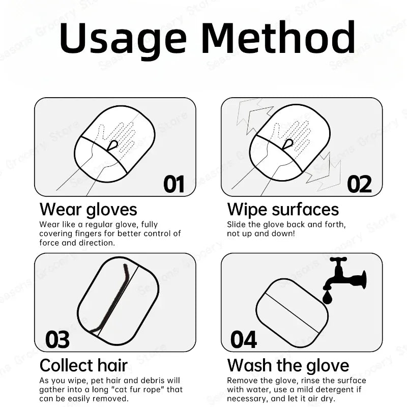 Gants anti-poils pour animaux de compagnie – Outil de toilettage et de nettoyage antistatique