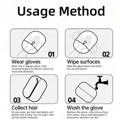 Pet Hair Removal Gloves - Static-Free Grooming & Cleaning Tool - Bascora
