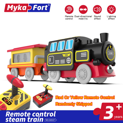 Remote Control Electric Train Toy - Wooden Track Compatible Set - Bascora
