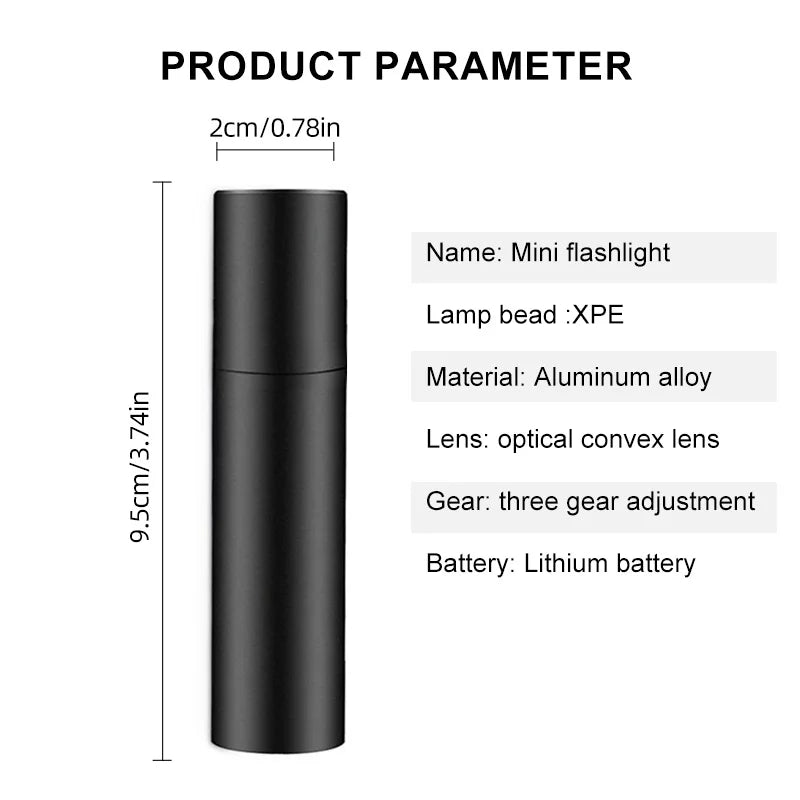 Mini lampe de poche en aluminium - Lampe de poche EDC avec mise au point