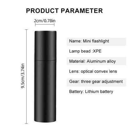 Mini Aluminum Flashlight - EDC Pocket Light with Focus - Bascora