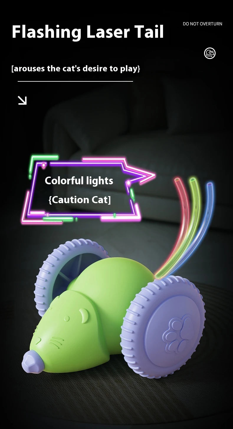 Juguete interactivo para gatos con forma de ratón eléctrico (recargable y con función antiobstáculos)