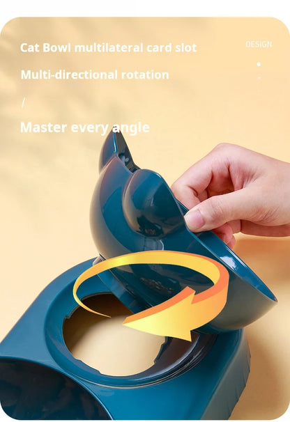 3-in-1 Tilted Pet Bowl Set - Gravity Water Feeder with Neck Protection - Bascora