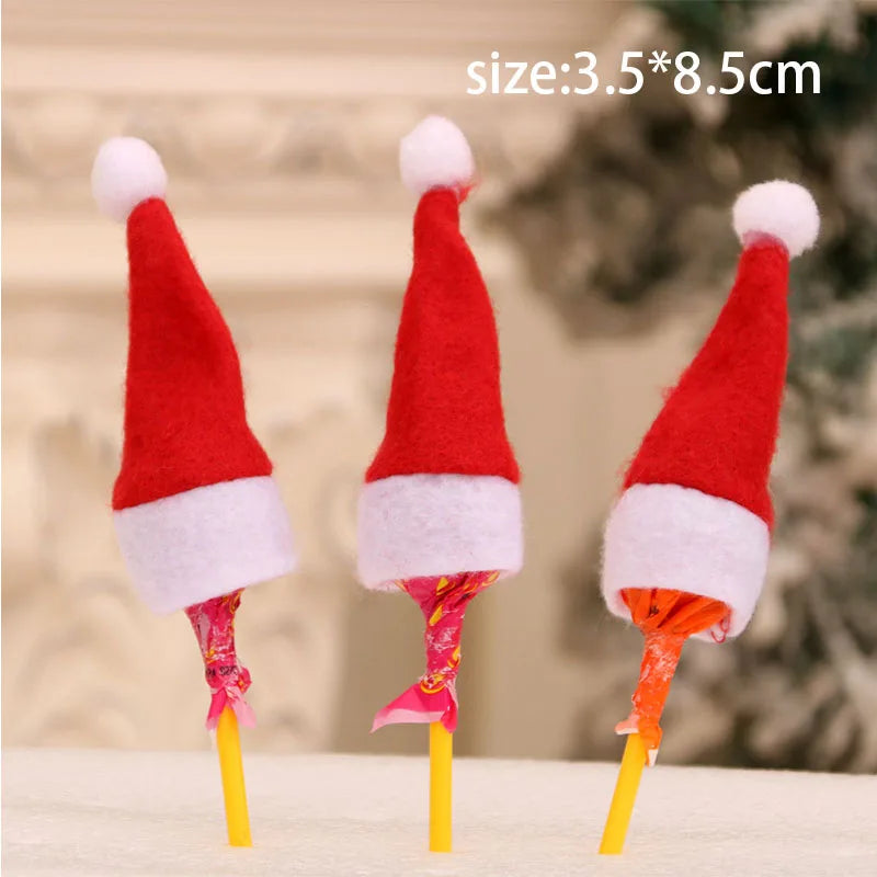 Christmas Cutlery Holder Bag - Santa Hat Fork Knife Sleeves