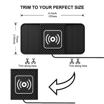 15W Fast Wireless Charging Pad - Non-Slip Rubber Mat for Car Storage