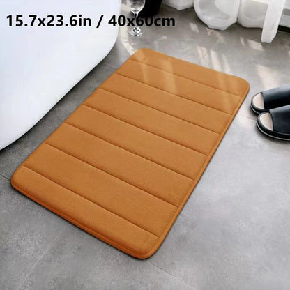 Striped Flannel Bathroom Mat - Furry Non-Slip Floor Mat - Bascora