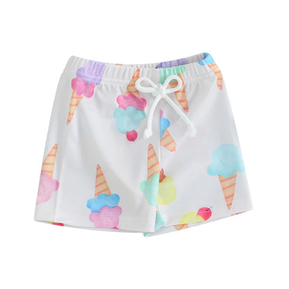 Toddler Boys Hawaiian Swim Shorts - Elastic Waist Beach Board Shorts - Bascora