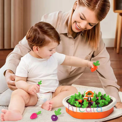 Montessori Pull Carrot Toy - Colorful Shape Counting Set - Bascora