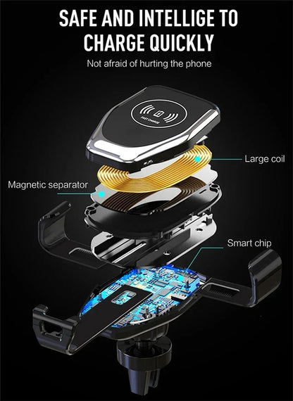 30W Wireless Car Charger - Fast Charging & Secure Mount - Bascora