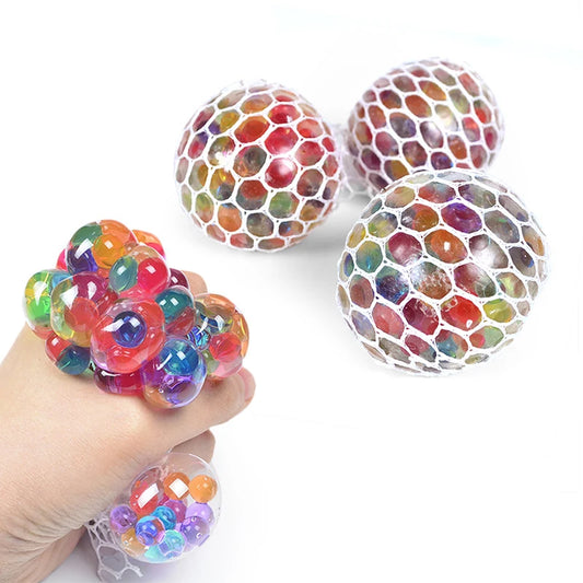 Colorful Grape Bead Squeeze Balls - Stress Relief Set