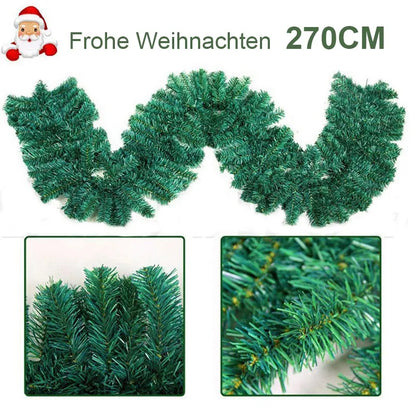 Christmas Garland - Bushy Pine Green Wreath Decoration - Bascora