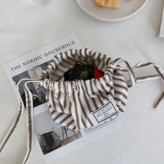 Cotton Drawstring Tissue Bag - Korean Style Storage
