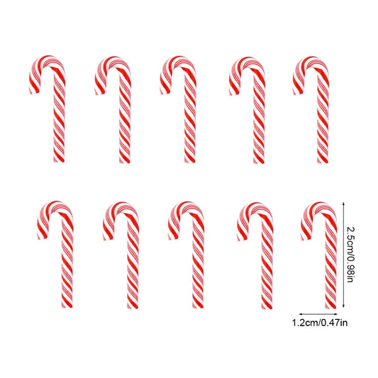 Mini Candy Cane Christmas Decoration - Red White Resin DIY Crafts