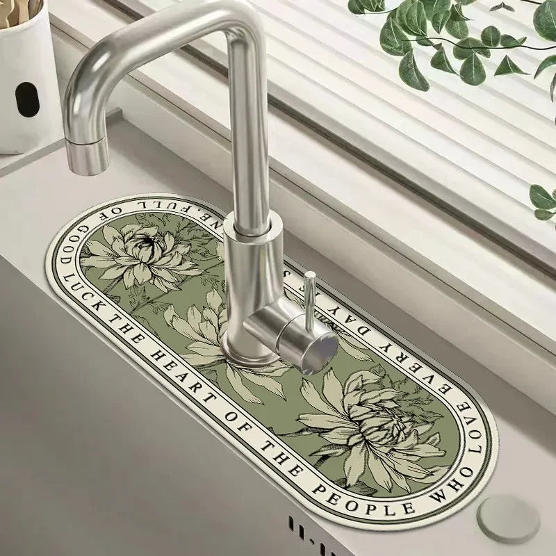 Sink Faucet Mat - Quick-Dry Absorbent Kitchen Drain Mat