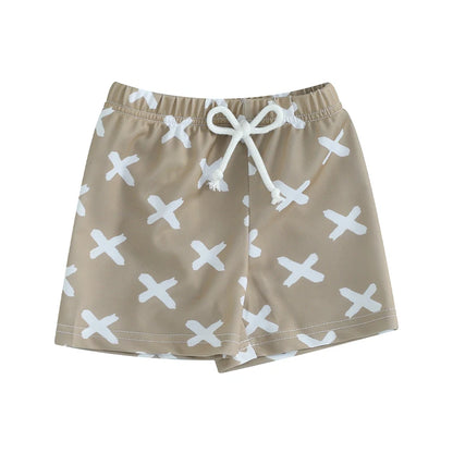 Toddler Boys Hawaiian Swim Shorts - Elastic Waist Beach Board Shorts - Bascora