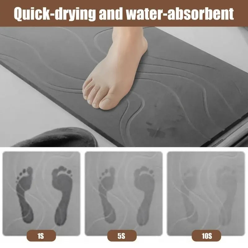 Tapis de sol minimaliste en terre de diatomées - Design de salle de bain moderne