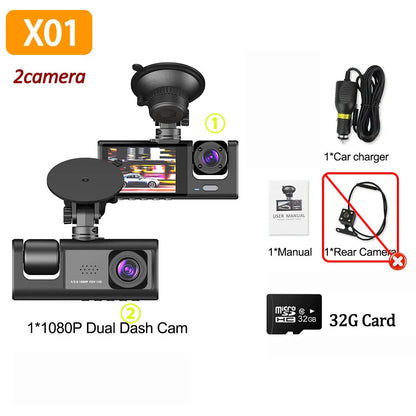 1080P Car DVR 3 Camera Dash Cam | Night Vision | GPS - Bascora